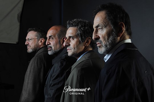 Federico D'Elía, Alejandro Fiore, Diego Peretti y Martín Seefeld, en una foto oficial de Paramount por el regreso de Los Simuladores